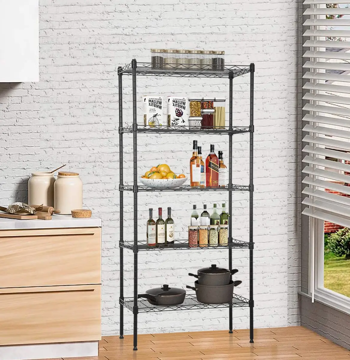 YYkokocat 5 Tier Storage Shelves | Adjustable Wire Shelf Rack 21.5 x 11.6 x 47.6 - view 5
