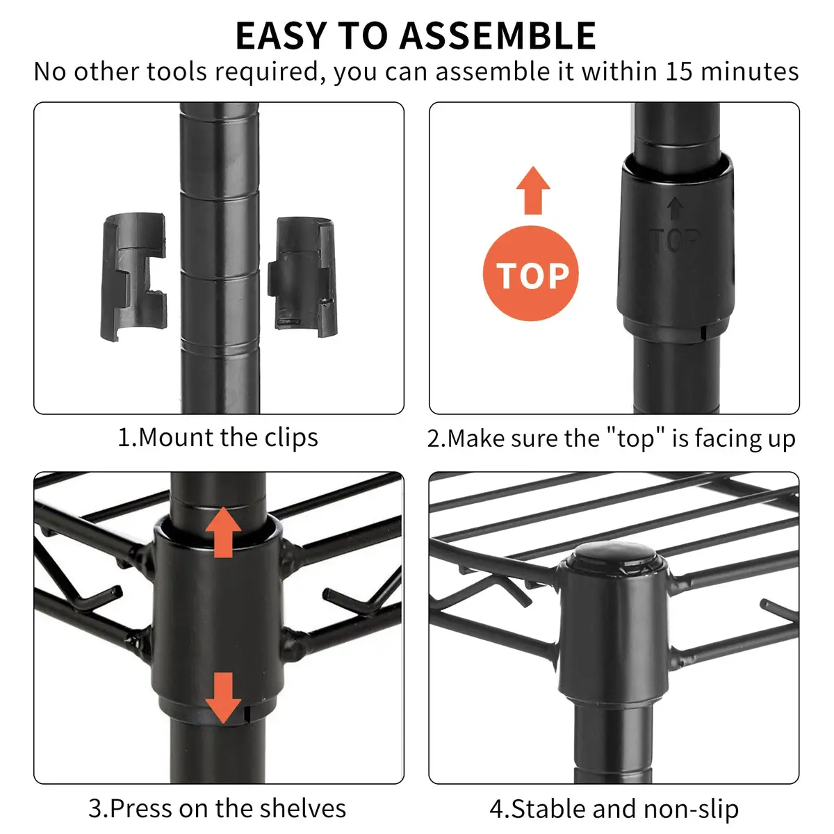 YYkokocat 5 Tier Storage Shelves | Adjustable Wire Shelf Rack 21.5 x 11.6 x 47.6 - view 9