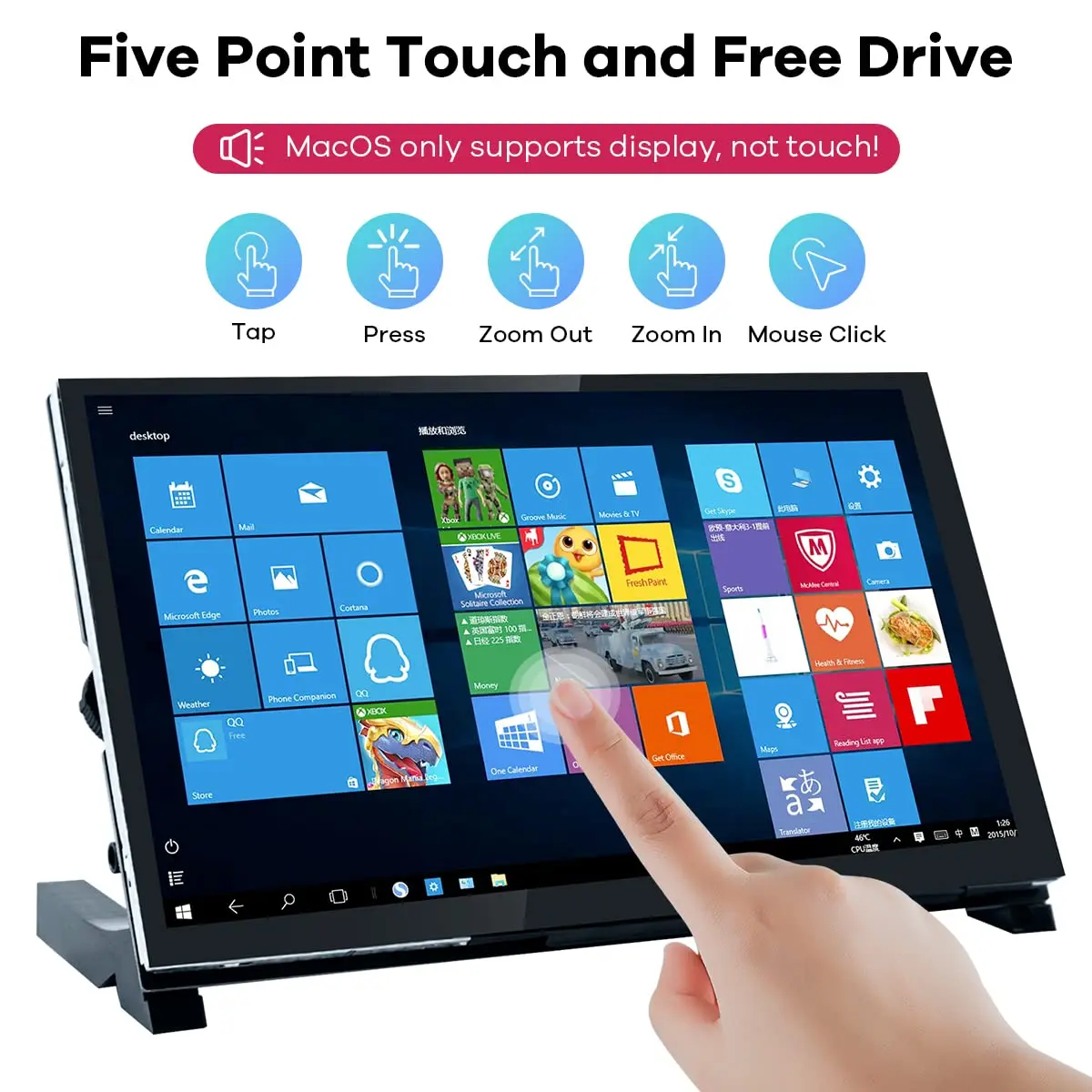 Hosyond 7 Inch IPS LCD Touch Screen Monitor 17.8 cm (7 Inch) | 1024x600 Resolution, Plug-and-Play - view 2