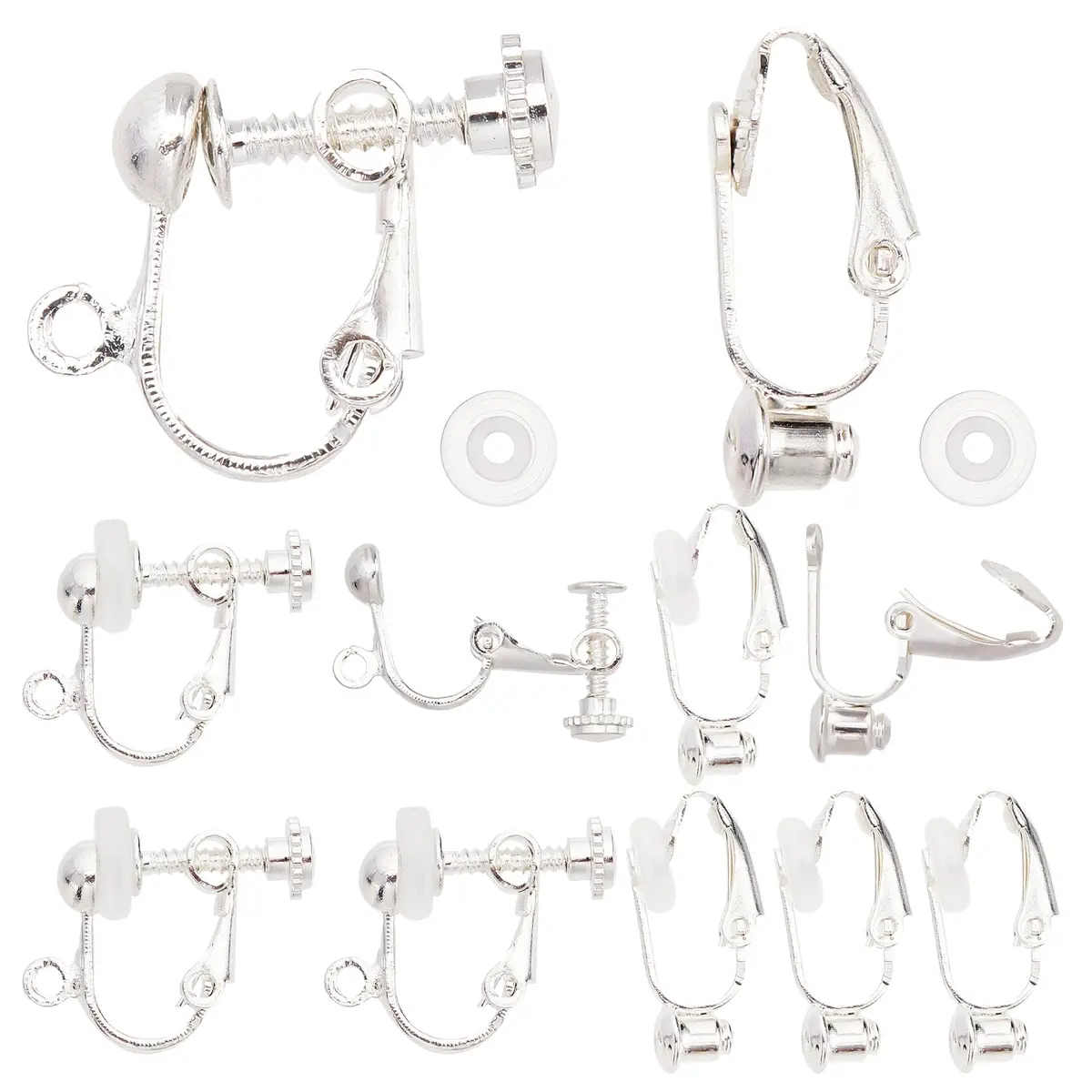 SUNNYCLUE Jewelry Findings 16pcs Silver Non Pierced Earring Converters | Easy to Use & Marine Style Design - main product image