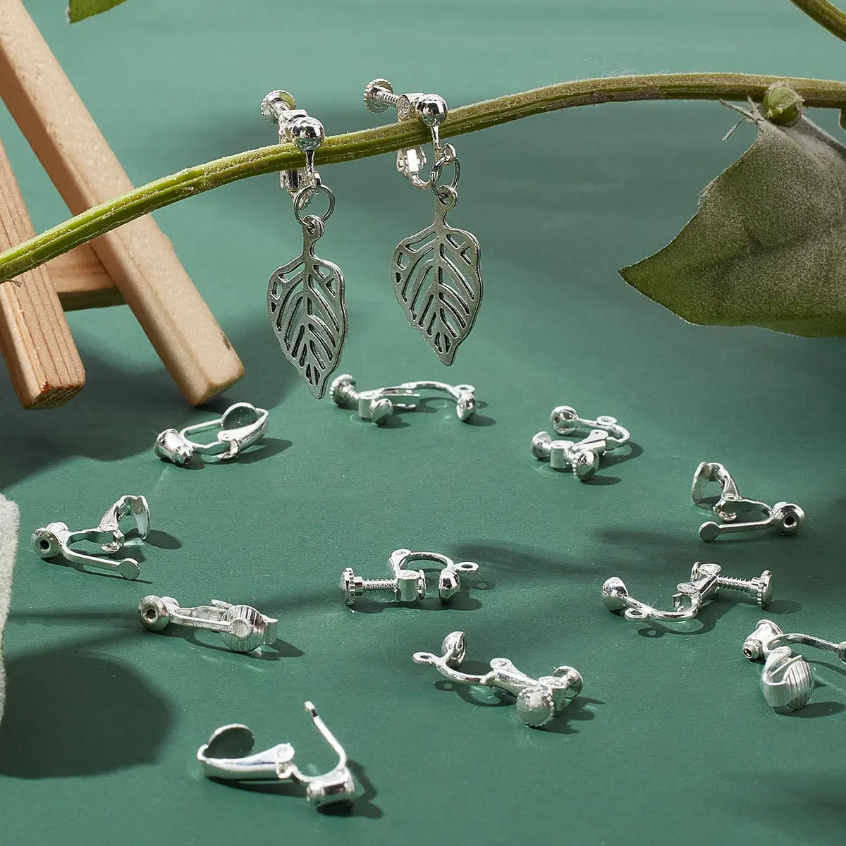 SUNNYCLUE Jewelry Findings 16pcs Silver Non Pierced Earring Converters | Easy to Use & Marine Style Design - view 5
