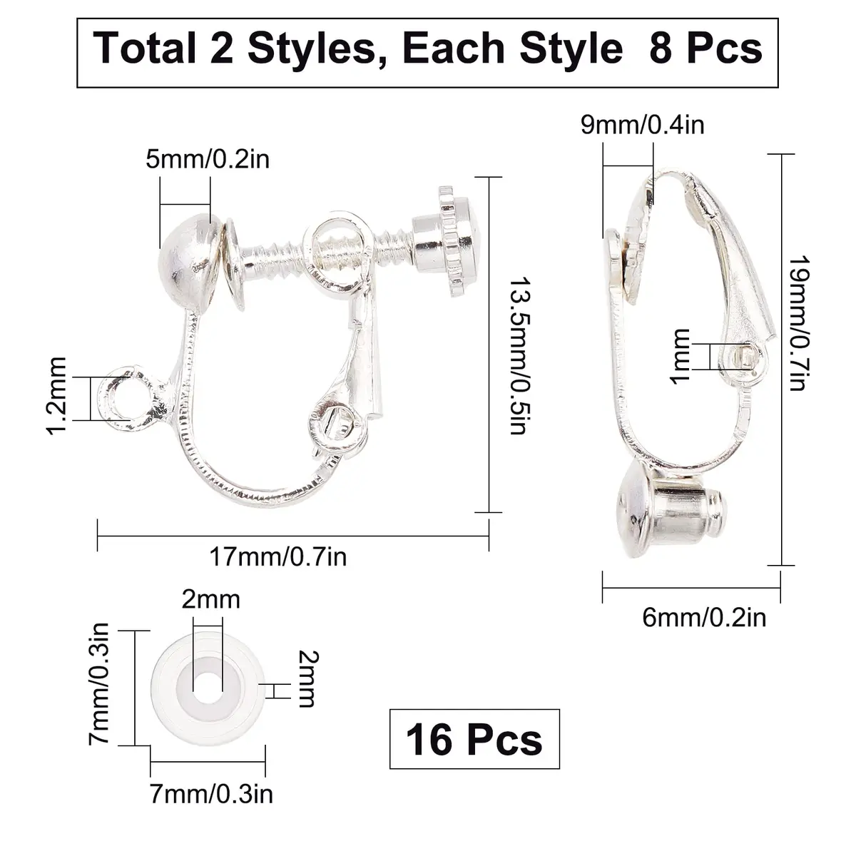 SUNNYCLUE Jewelry Findings 16pcs Silver Non Pierced Earring Converters | Easy to Use & Marine Style Design - view 2
