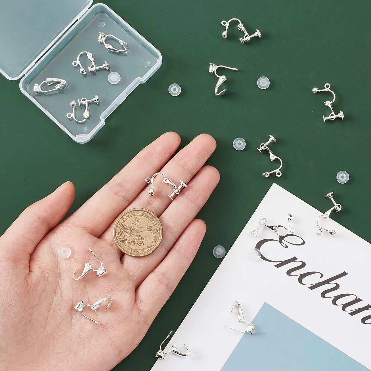 SUNNYCLUE Jewelry Findings 16pcs Silver Non Pierced Earring Converters | Easy to Use & Marine Style Design - view 3