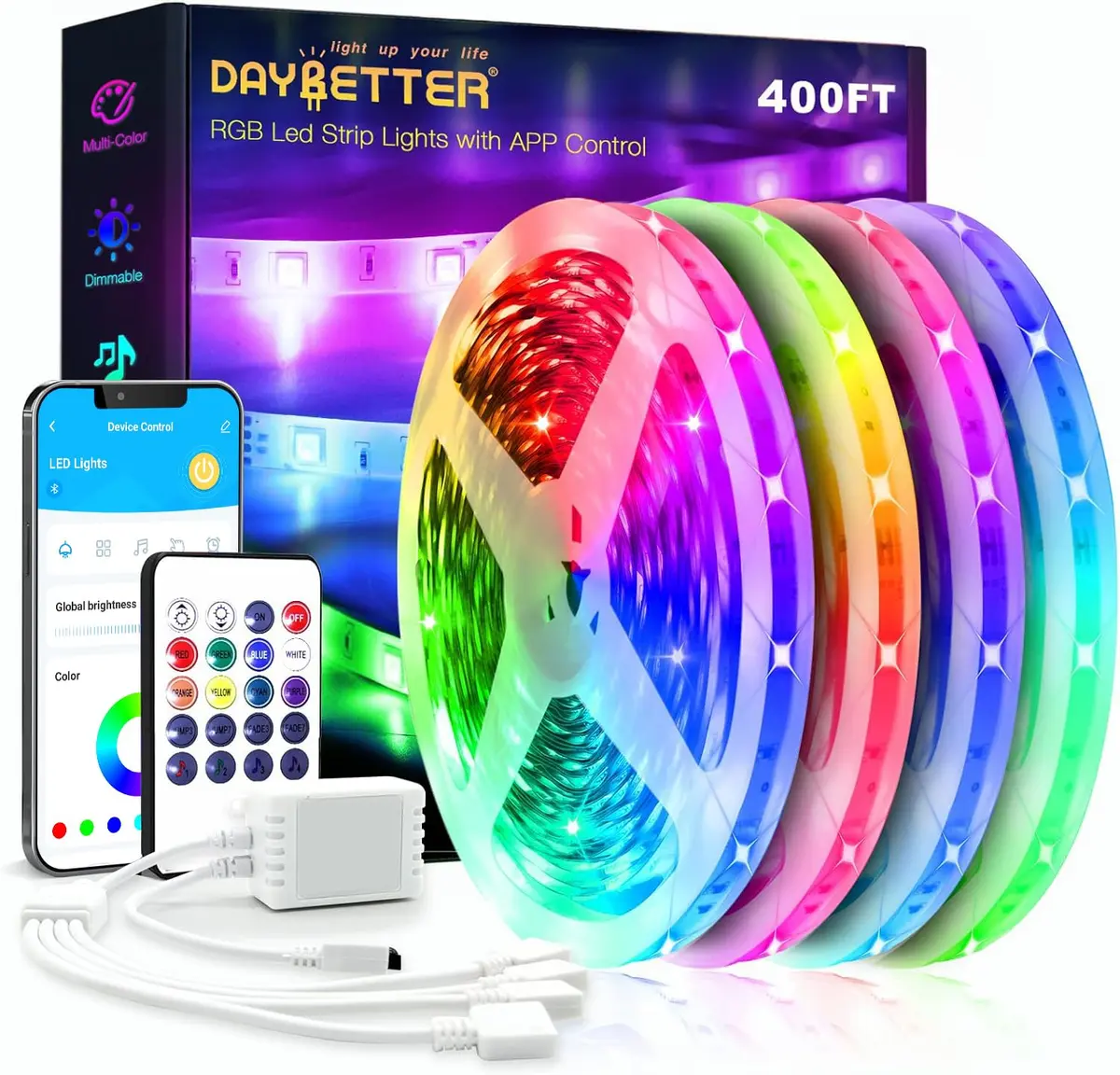 DAYBETTER Led Strip Lights 400 ft | Ultra Long RGB Smart Light Strips for Home & Party - main product image