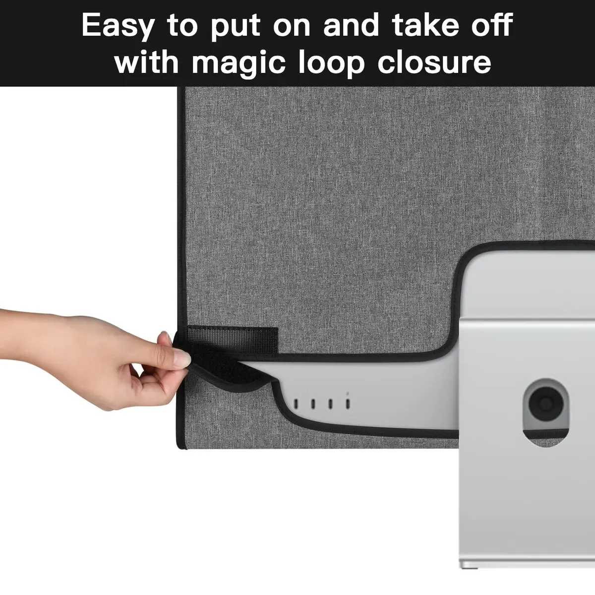CaSZLUTION Monitor Dust Cover for Apple Studio Display 27 Inch | Oxford Cloth + Polyester, Gray - view 6