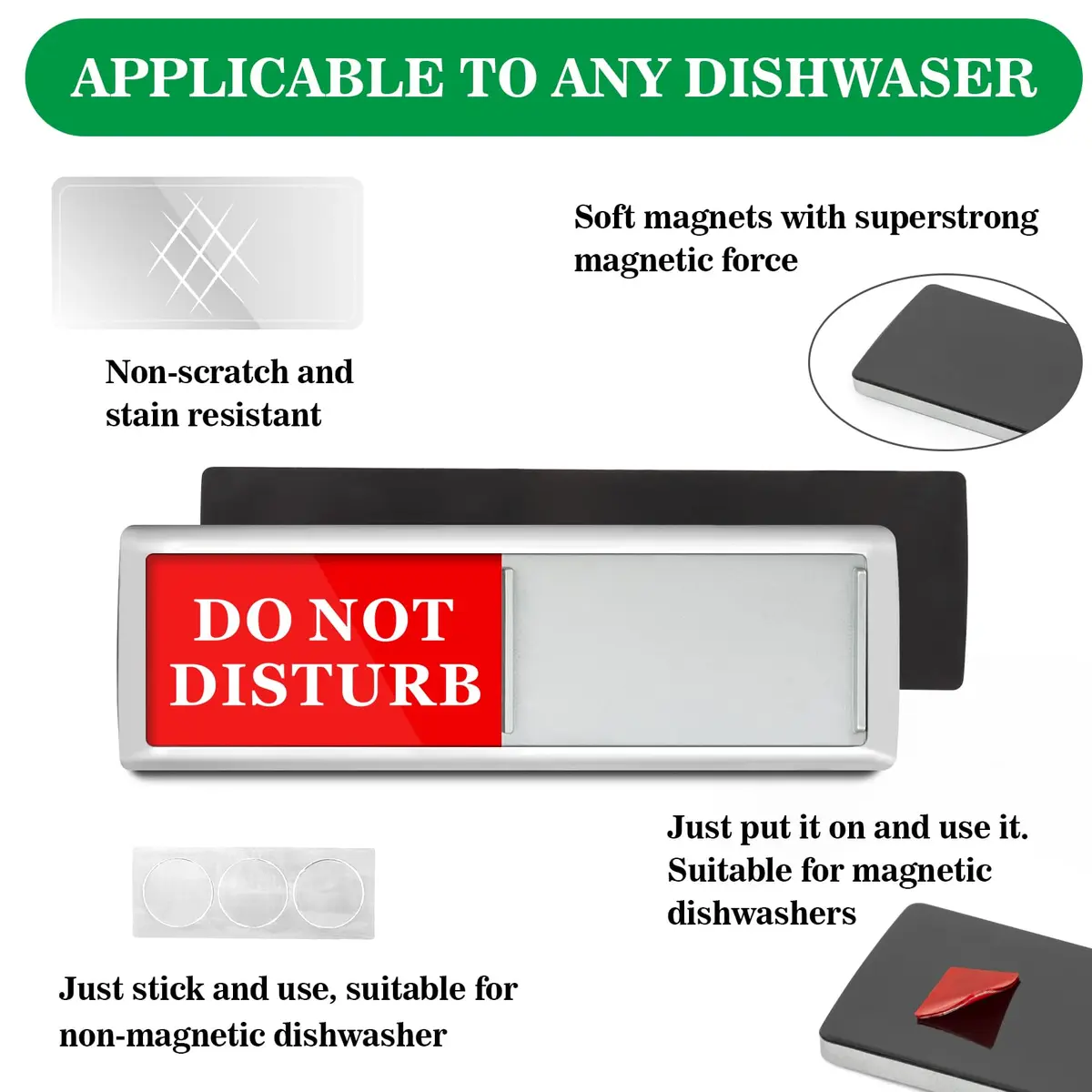 Sukh Office Door Sign - Do Not Disturb Meeting in Progress Slider Sign 17.5 cm (6.88 inches) | Magnetic & Adhesive Dual Installation - view 3