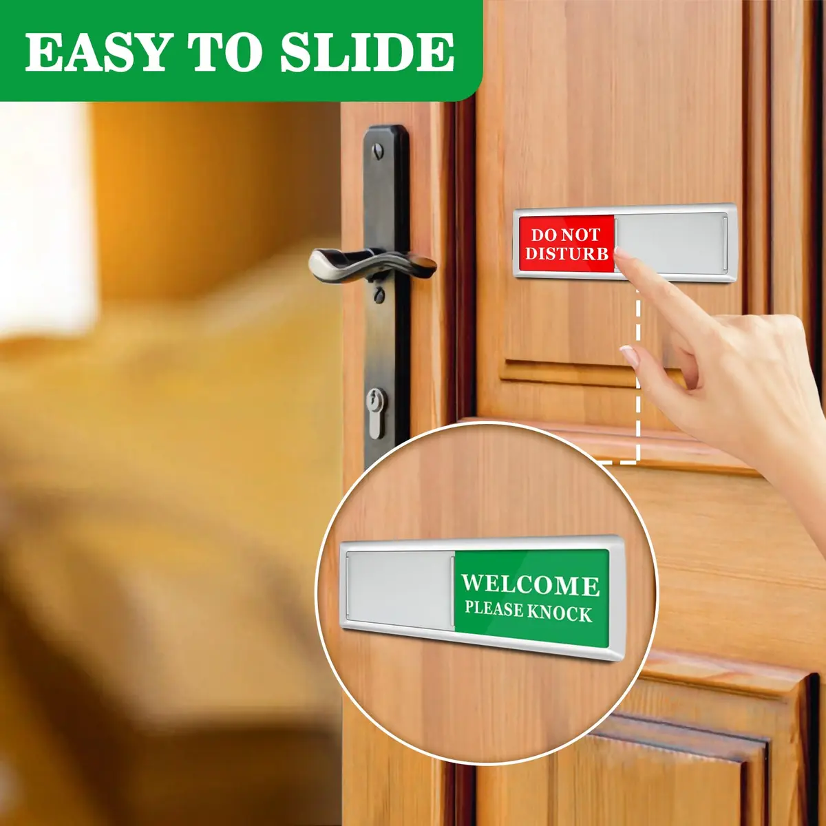Sukh Office Door Sign - Do Not Disturb Meeting in Progress Slider Sign 17.5 cm (6.88 inches) | Magnetic & Adhesive Dual Installation - view 4
