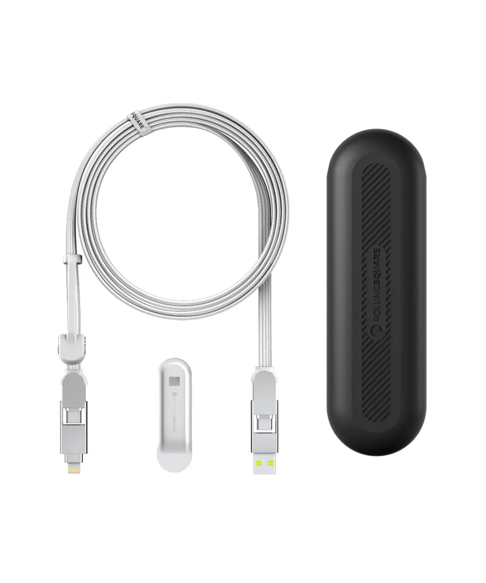 Rolling Square inCharge XL 2m USB-C Cable, 6-in-1 Fast Charger, White, 100W Support - main product image