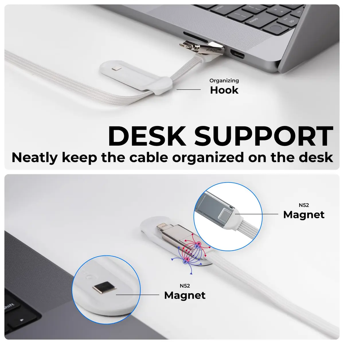 Rolling Square inCharge XL 2m USB-C Cable, 6-in-1 Fast Charger, White, 100W Support - view 5