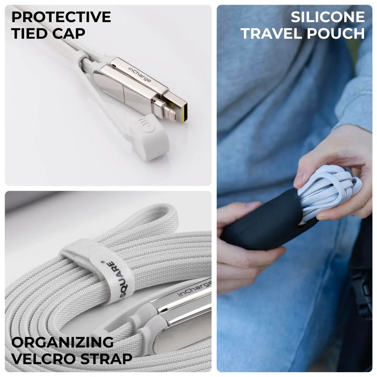 Rolling Square inCharge XL 2m USB-C Cable, 6-in-1 Fast Charger, White, 100W Support - view 6
