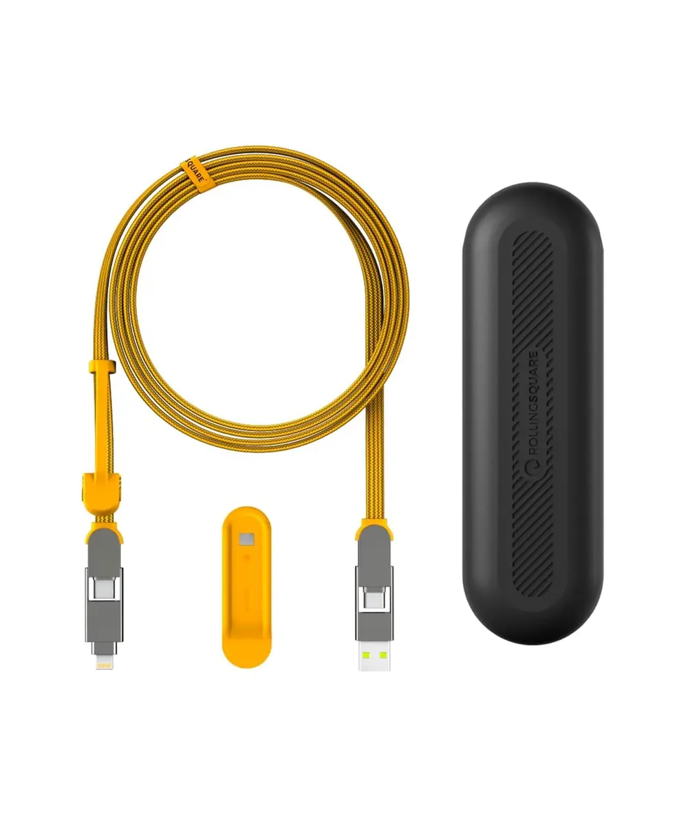 Rolling Square InCharge XL 2m USB C Lightning & Micro USB Cable | 100W Fast Charging, Yellow - main product image