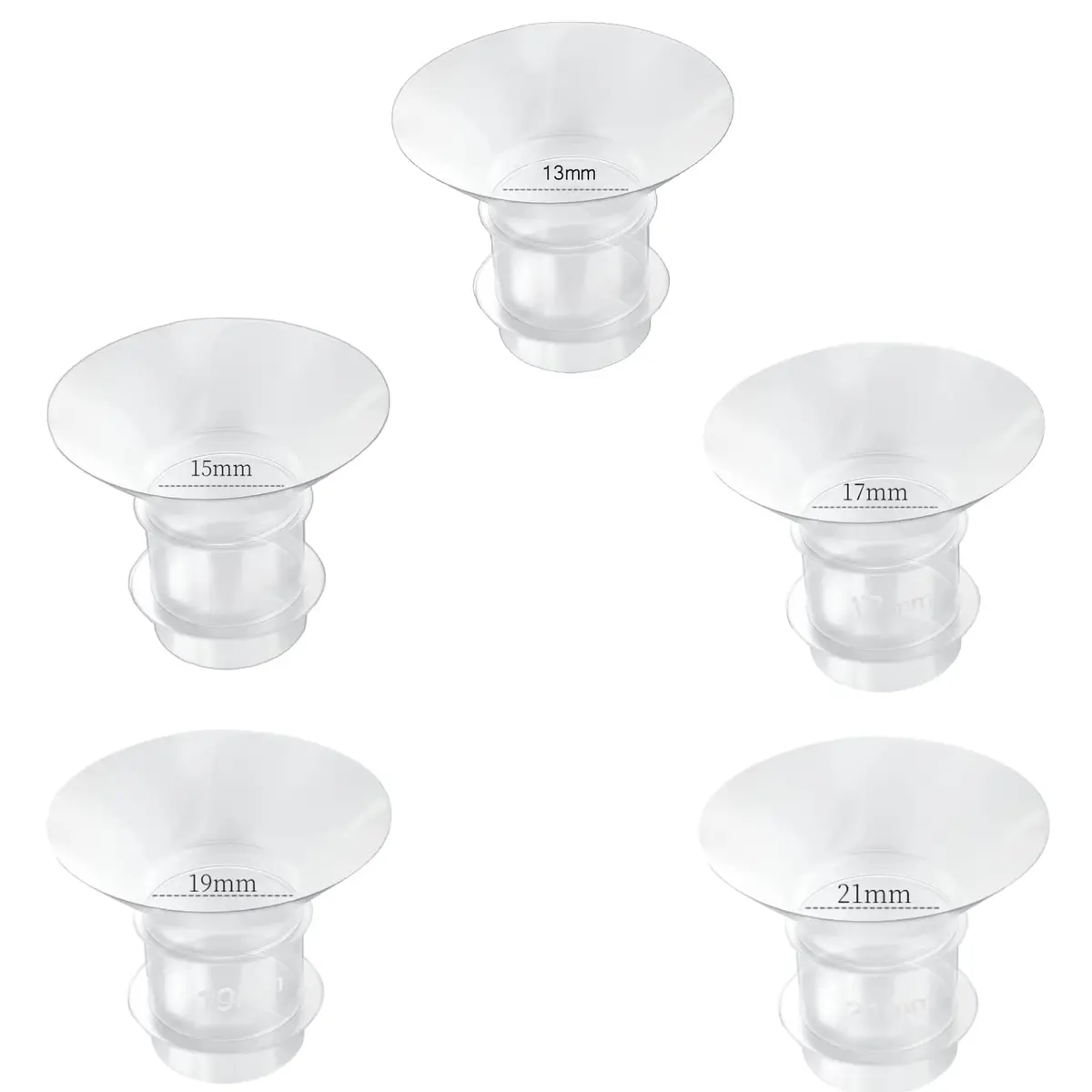 GOCROWEEN Flange Inserts 13/15/17/19/21mm (5-Pack) | Reduce 24mm Shields to Correct Size for Spectra, Momcozy - main product image