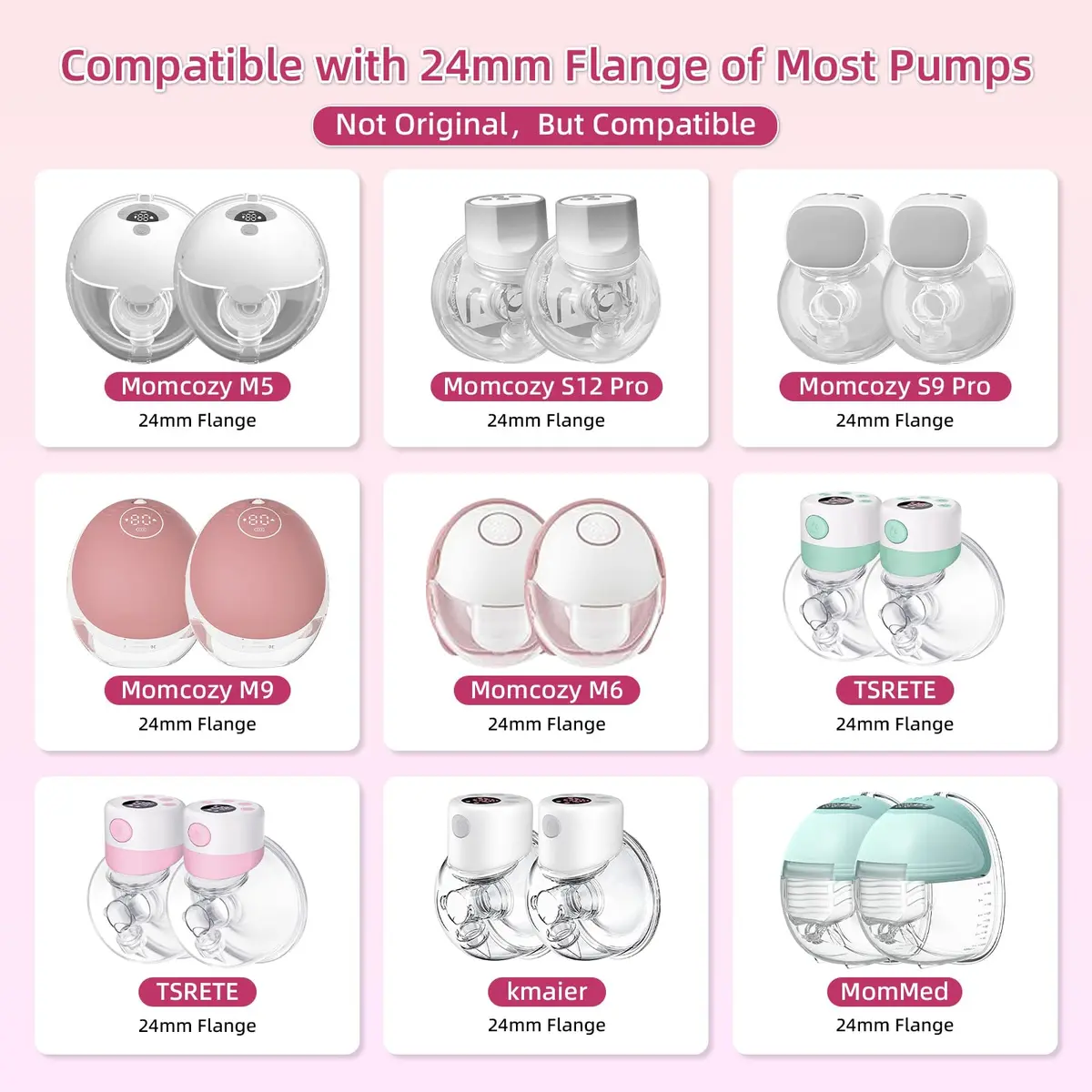 GOCROWEEN Flange Inserts 13/15/17/19/21mm (5-Pack) | Reduce 24mm Shields to Correct Size for Spectra, Momcozy - view 2