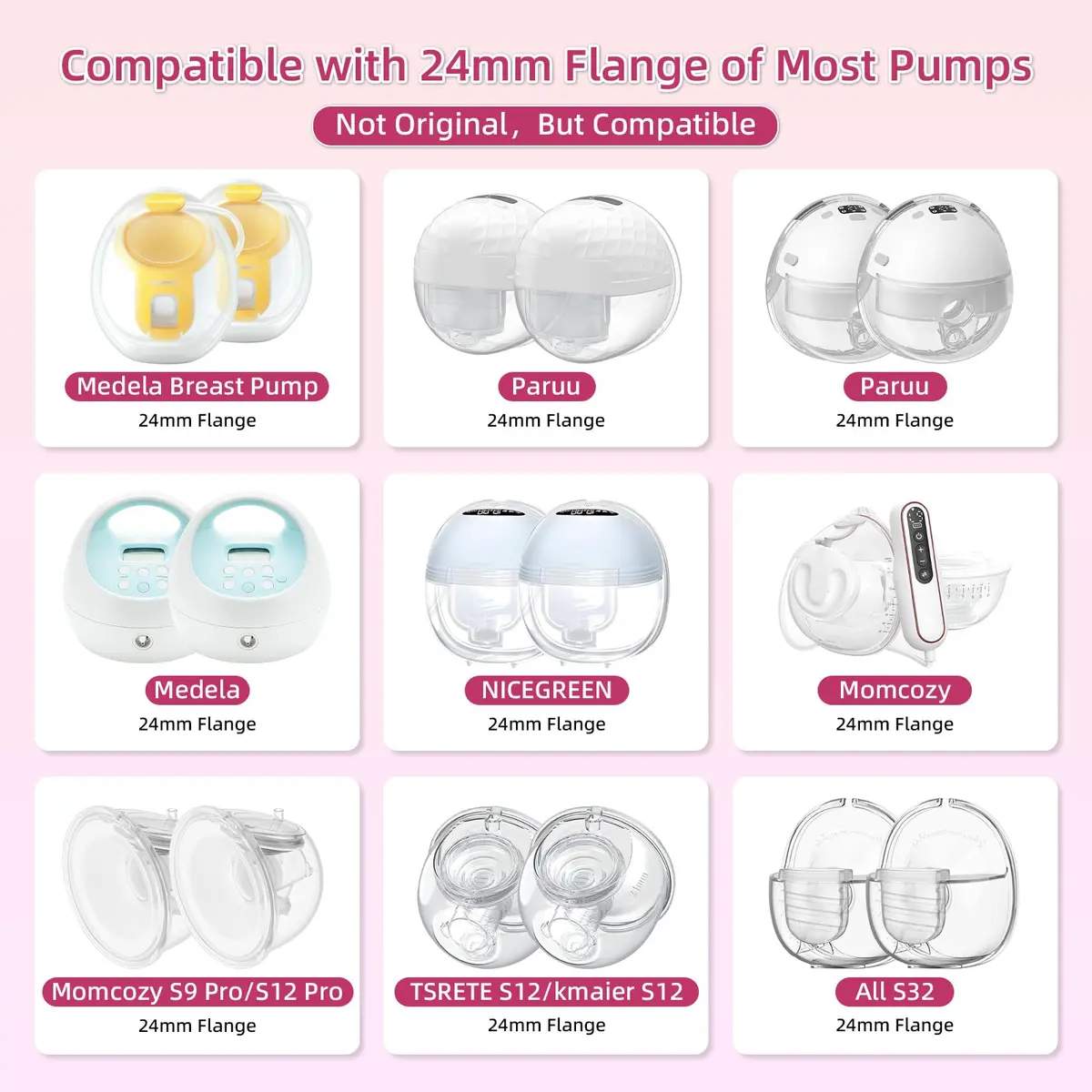 GOCROWEEN Flange Inserts 13/15/17/19/21mm (5-Pack) | Reduce 24mm Shields to Correct Size for Spectra, Momcozy - view 3
