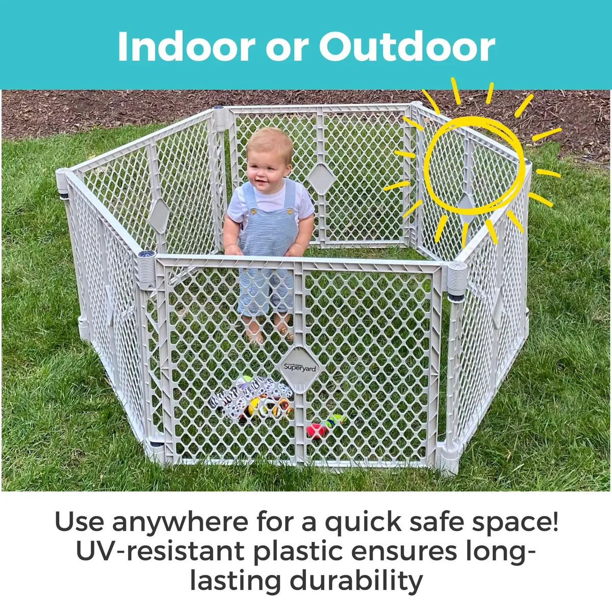 Toddleroo Superyard 6-Panel Baby Playard 18.5 SqFt | Portable Indoor/Outdoor Safety Enclosure - view 5
