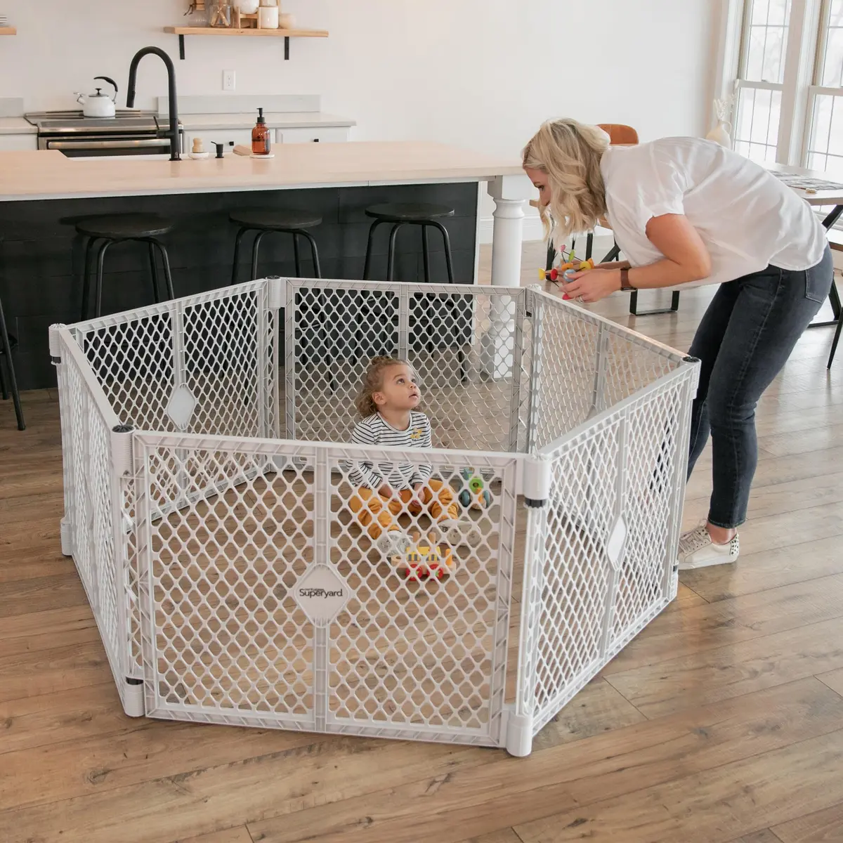 Toddleroo Superyard 6-Panel Baby Playard 18.5 SqFt | Portable Indoor/Outdoor Safety Enclosure - main product image