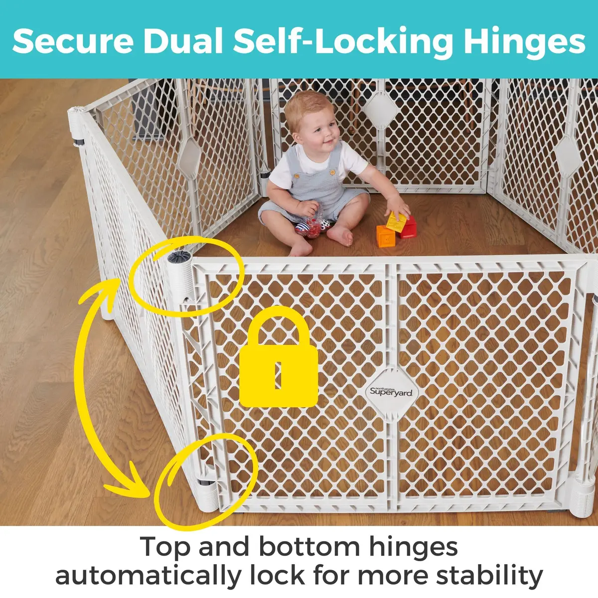 Toddleroo Superyard 6-Panel Baby Playard 18.5 SqFt | Portable Indoor/Outdoor Safety Enclosure - view 2