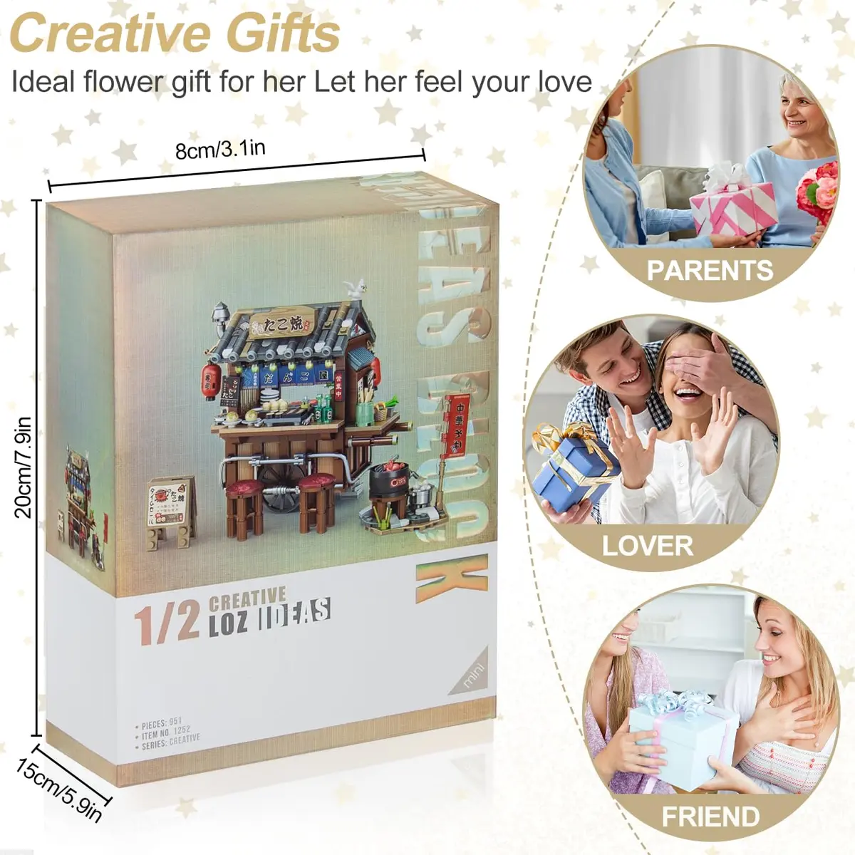 OundarM Japan Street View Mini Restaurant Takoyaki Trolley Building Set 951 Pcs | Architecture Model Kit for Teens & Adults - view 6