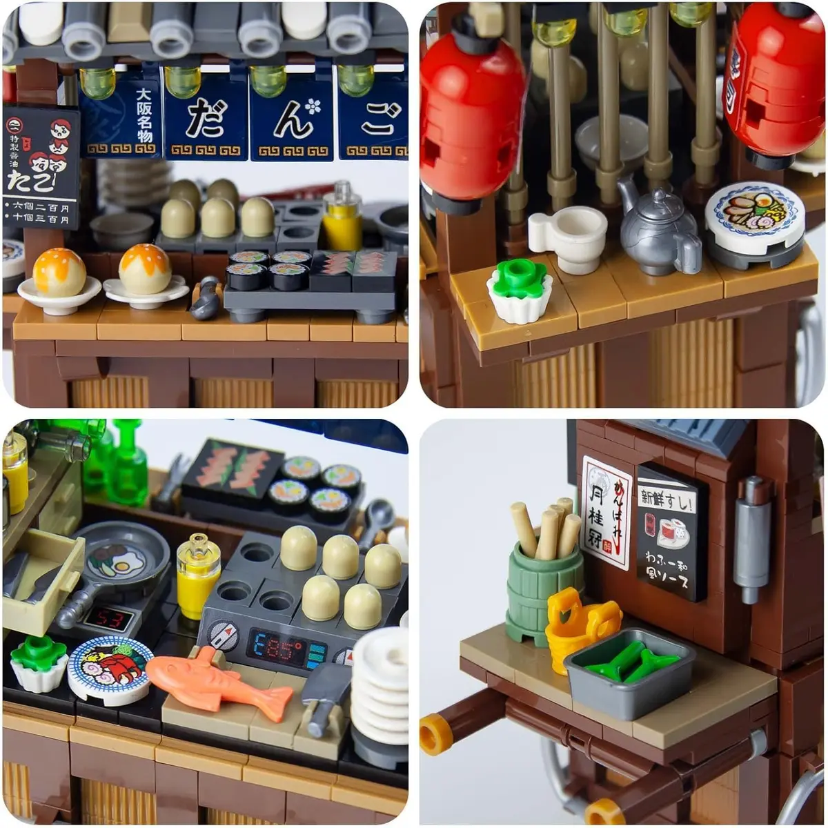 OundarM Japan Street View Mini Restaurant Takoyaki Trolley Building Set 951 Pcs | Architecture Model Kit for Teens & Adults - view 2