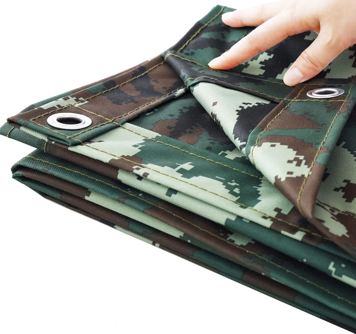 F&J Outdoors 10 OZ Heavy Duty Canvas Tarp Tarpaulin Covers, Camo, 6x8 Feet | Water-Resistant, UV Protected Outdoor Cover - view 3