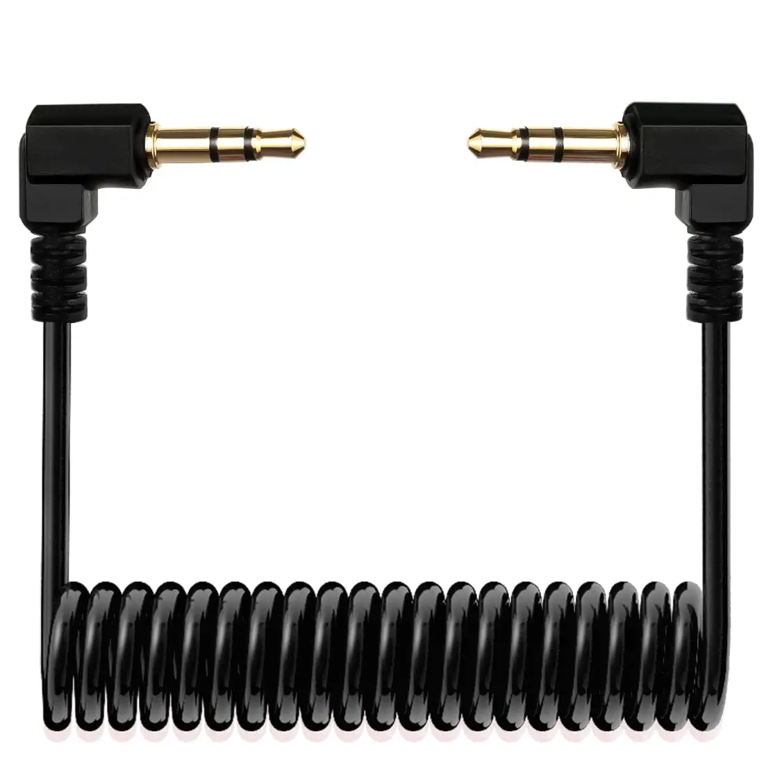 COCOMK 3.5mm TRS Microphone Patch Cable, Black | 80cm Coiled Aux Cord for Audio Devices - main product image