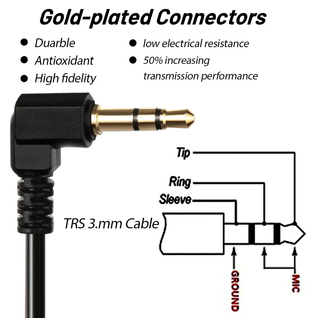 COCOMK 3.5mm TRS Microphone Patch Cable, Black | 80cm Coiled Aux Cord for Audio Devices - view 4