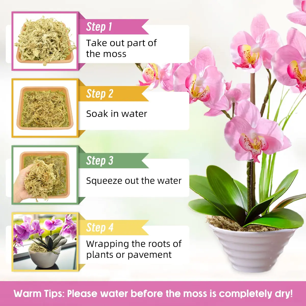 Legigo 14oz Sphagnum Moss for Plants | Natural Long Fibers Orchid Moss, 16QT - view 4