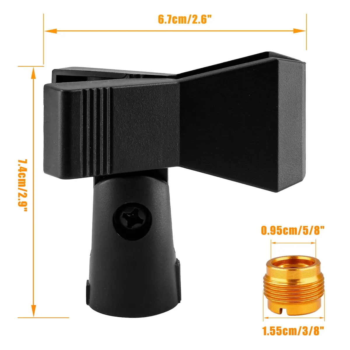 Coufce Universal Microphone Clip Holder with Adapter (2-Pack, Black) - view 5