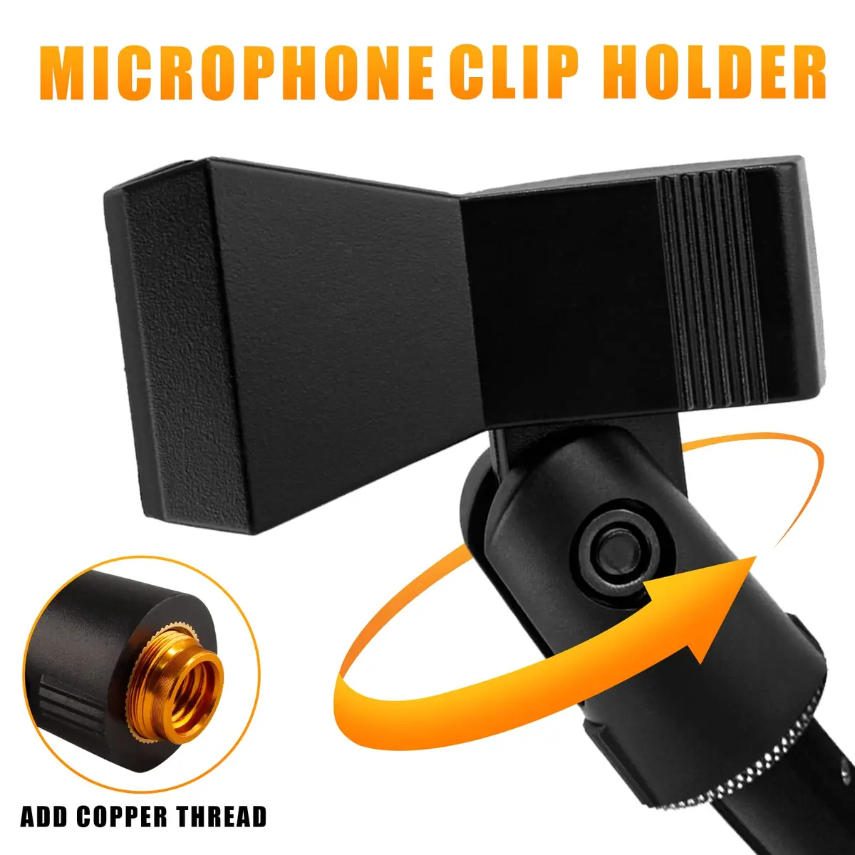 Coufce Universal Microphone Clip Holder with Adapter (2-Pack, Black) - view 3