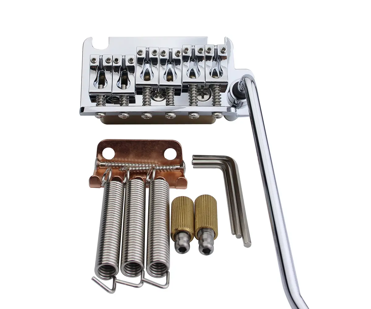 Guyker Non-locking 2 Point Guitar Tremolo Bridge 83.2 x 40.3mm | CNC Machined Brass Block for ST Electric Guitar - main product image