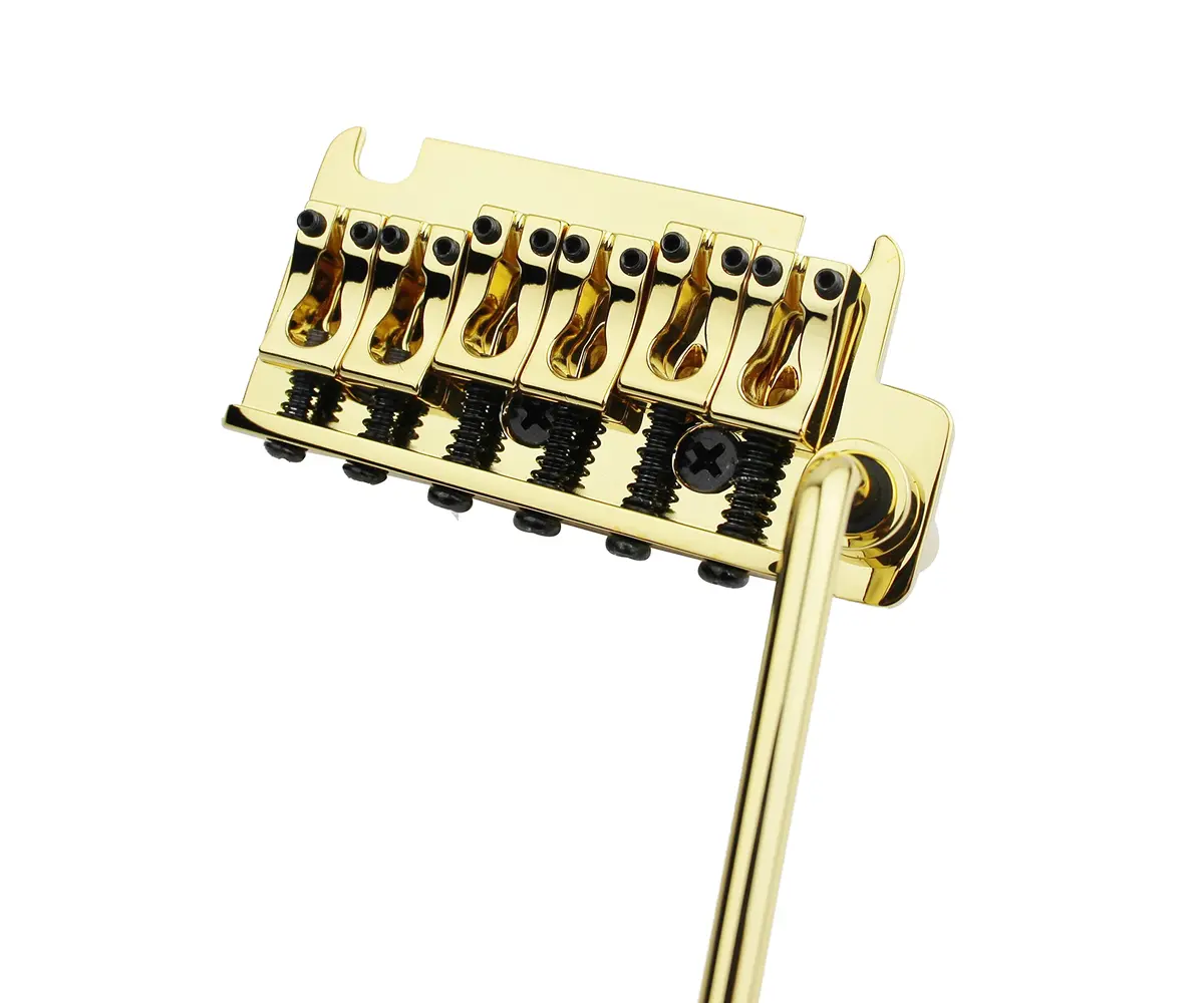 Guyker Non-locking 2 Point Guitar Tremolo Bridge 83.2 x 40.3mm | Brass Block, CNC Machined, Gold - view 6