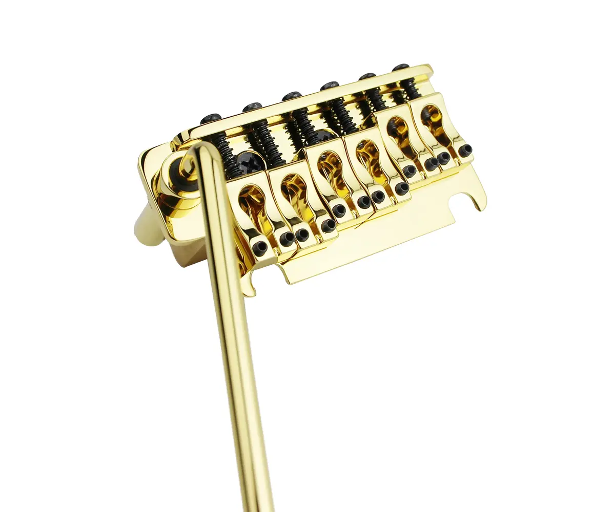 Guyker Non-locking 2 Point Guitar Tremolo Bridge 83.2 x 40.3mm | Brass Block, CNC Machined, Gold - view 2
