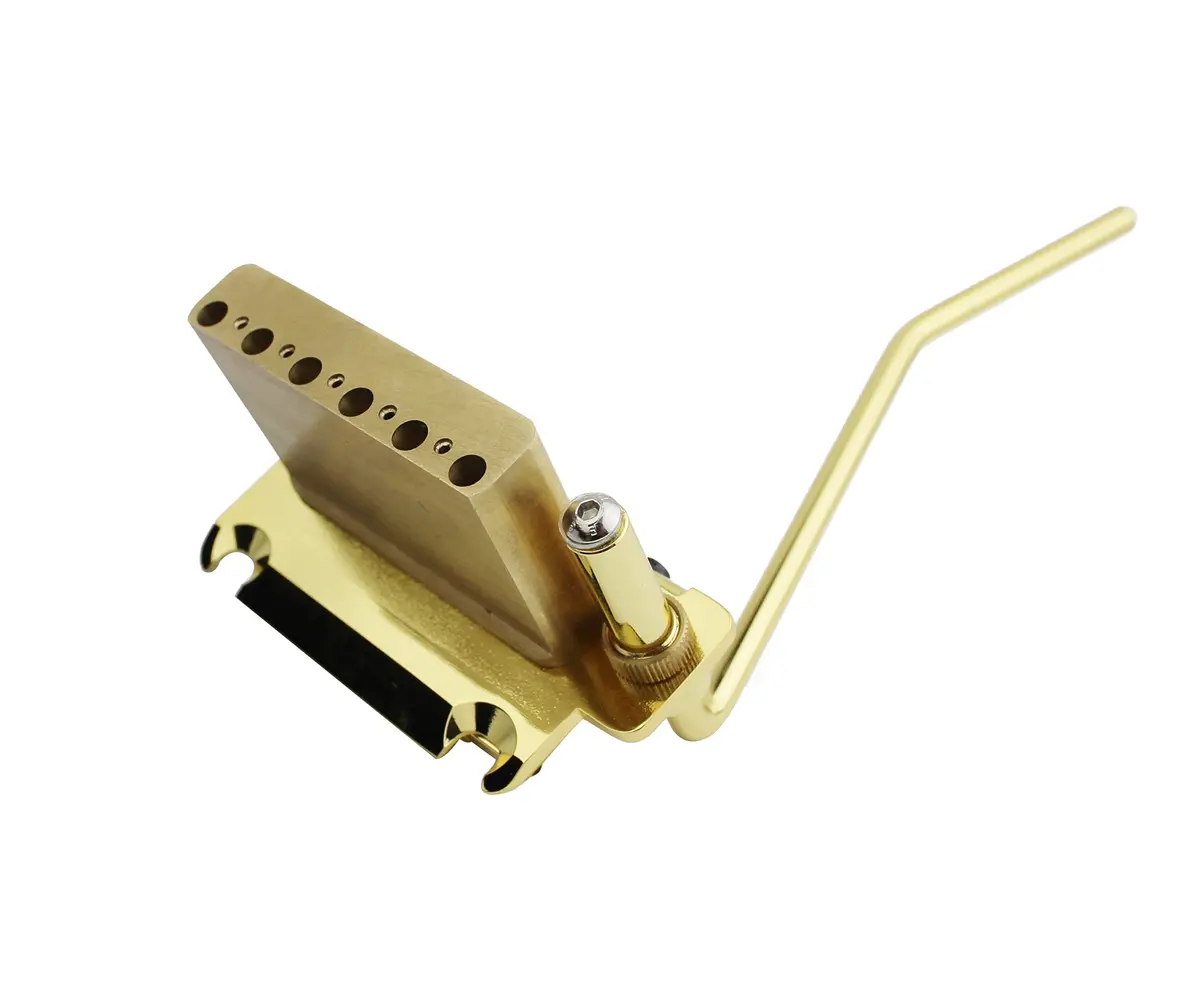 Guyker Non-locking 2 Point Guitar Tremolo Bridge 83.2 x 40.3mm | Brass Block, CNC Machined, Gold - view 4