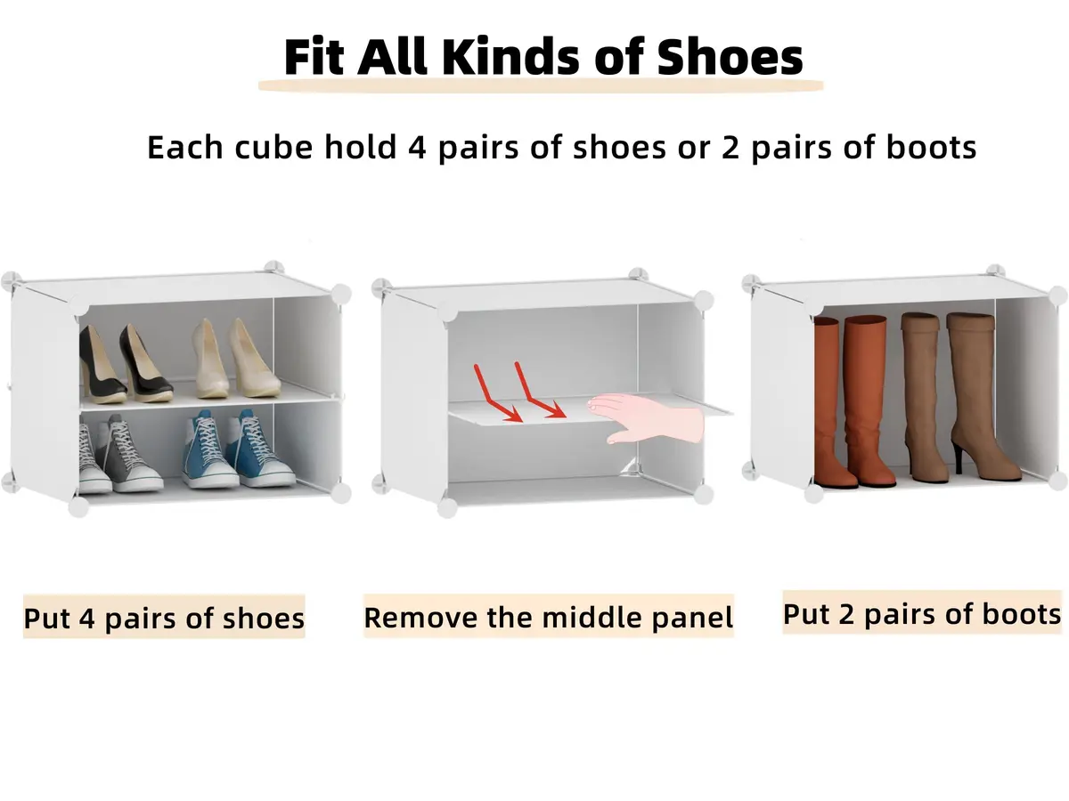 HOMICKER Shoe Storage Organizer for Closet | 32 Pairs Capacity, Dustproof & Expandable, Metal Frame, Frosted Doors, Easy Assembly - view 4