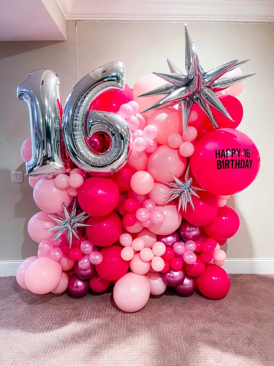 Voircoloria Hot Pink Balloons Garland Arch Kit 130pcs | Assorted Sizes 5-18 Inch - view 6