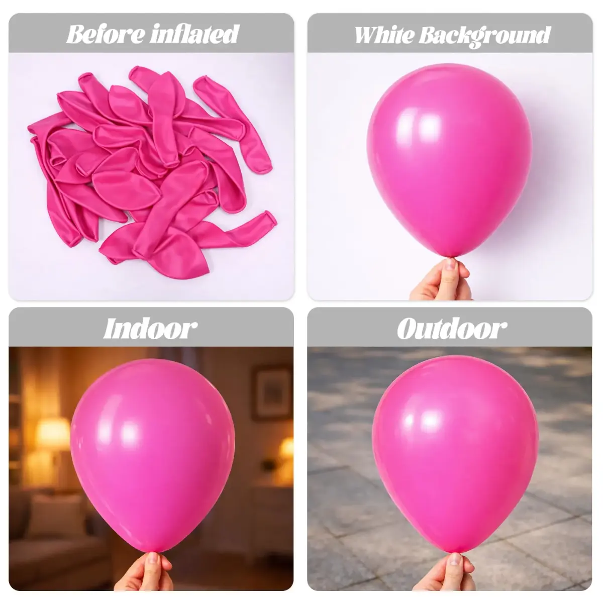 Voircoloria Hot Pink Balloons Garland Arch Kit 130pcs | Assorted Sizes 5-18 Inch - view 3