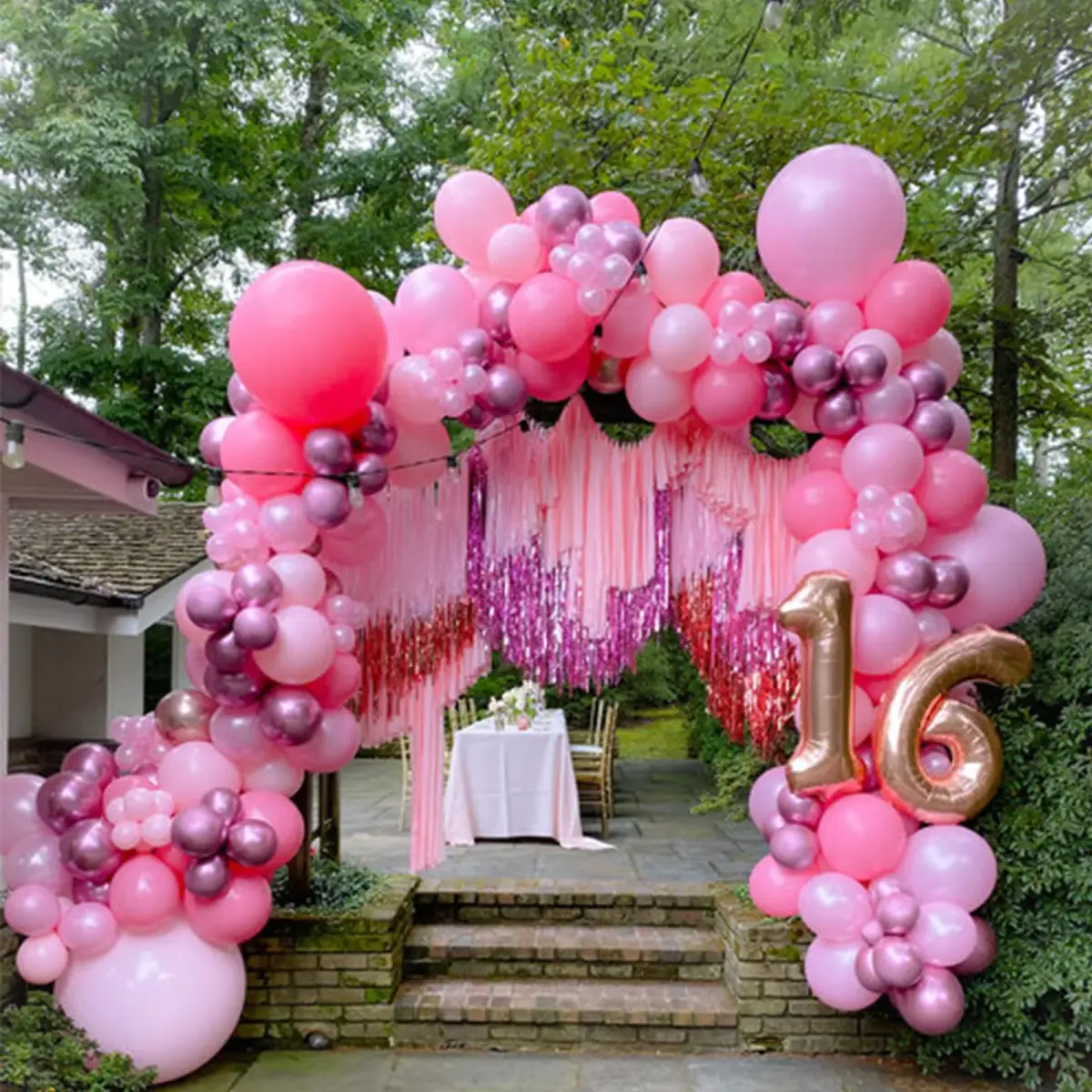 Voircoloria 130pcs Pink Balloons Garland Arch Kit Assorted Sizes (5, 10, 12, 18 Inch) | Birthday Party Decorations - view 8
