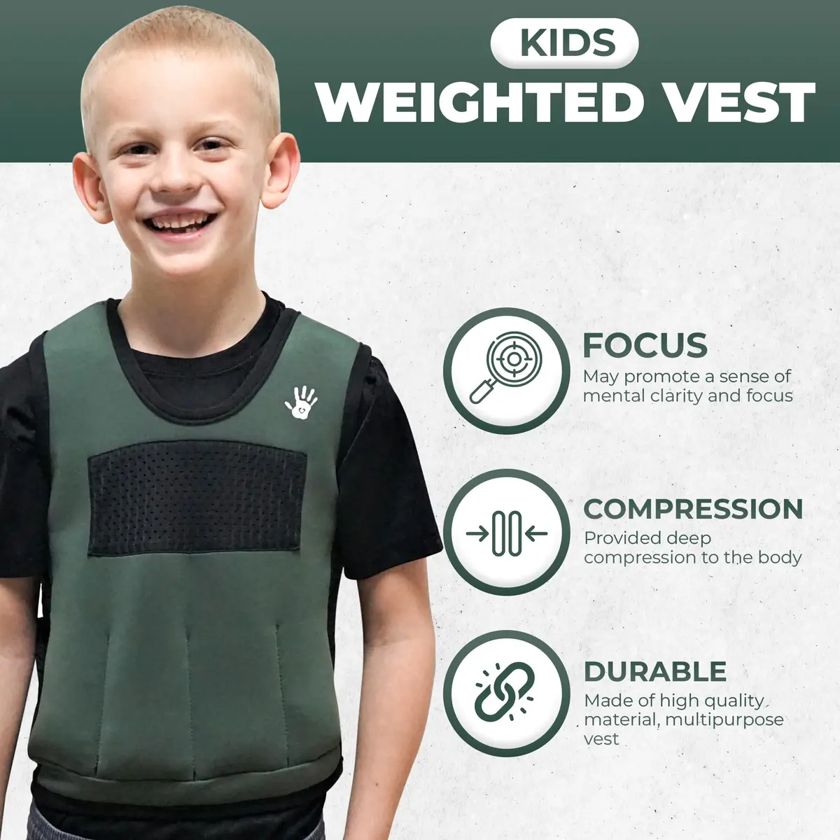 SENSORY4U Weighted Vest for Kids, Adjustable Compression Vest with 6 Weights, Medium | Support for Sensory & Active Play - view 4