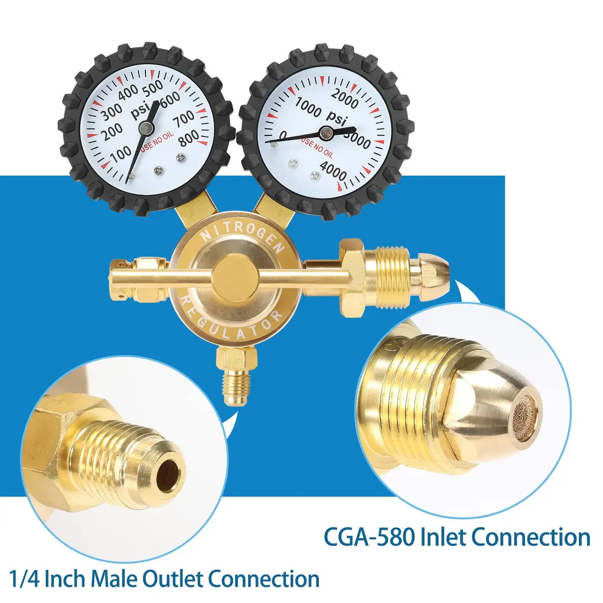BETOOLL Nitrogen Regulator 0-800 PSI Brass | Accurate Pressure Control for HVAC & Soldering - view 2
