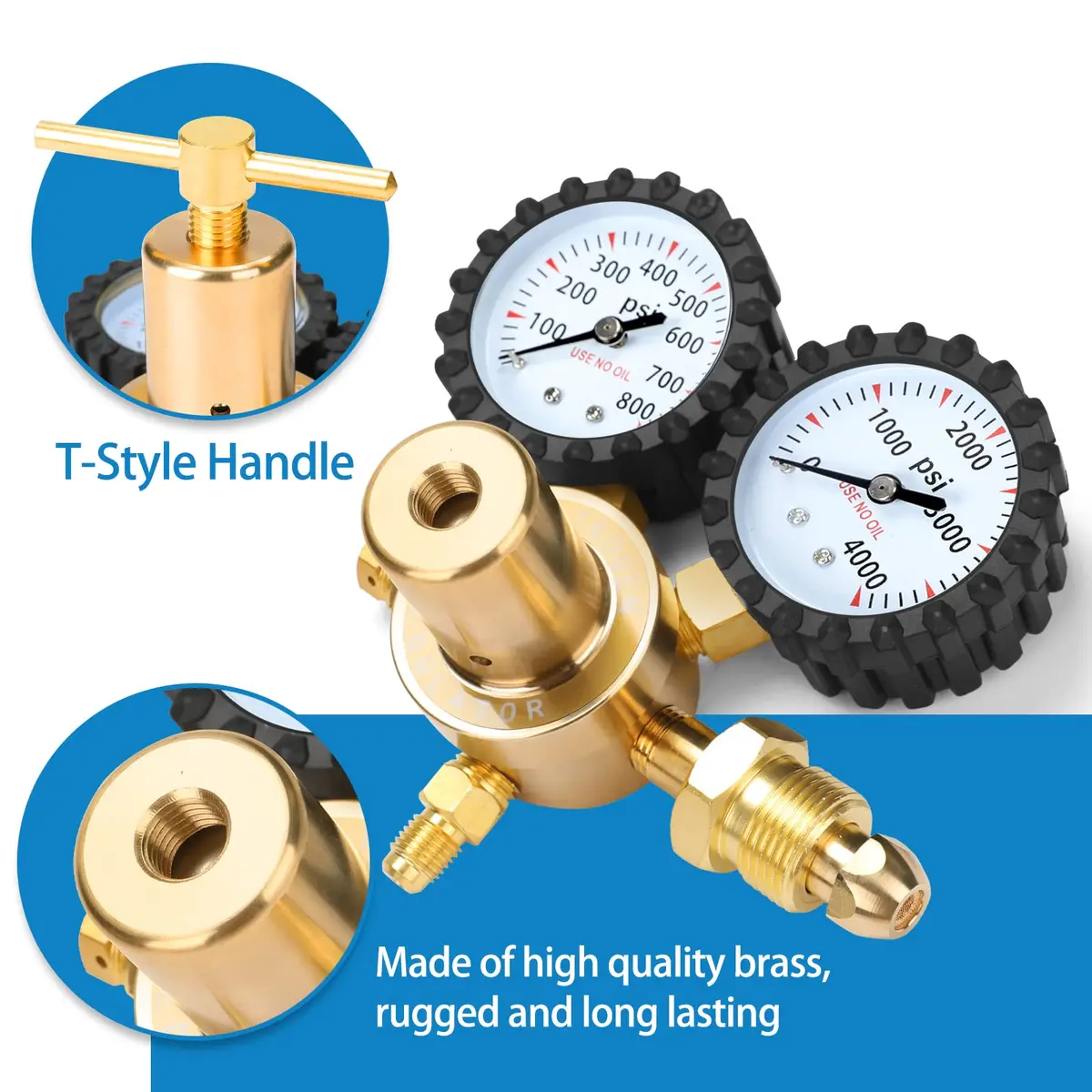 BETOOLL Nitrogen Regulator 0-800 PSI Brass | Accurate Pressure Control for HVAC & Soldering - view 3