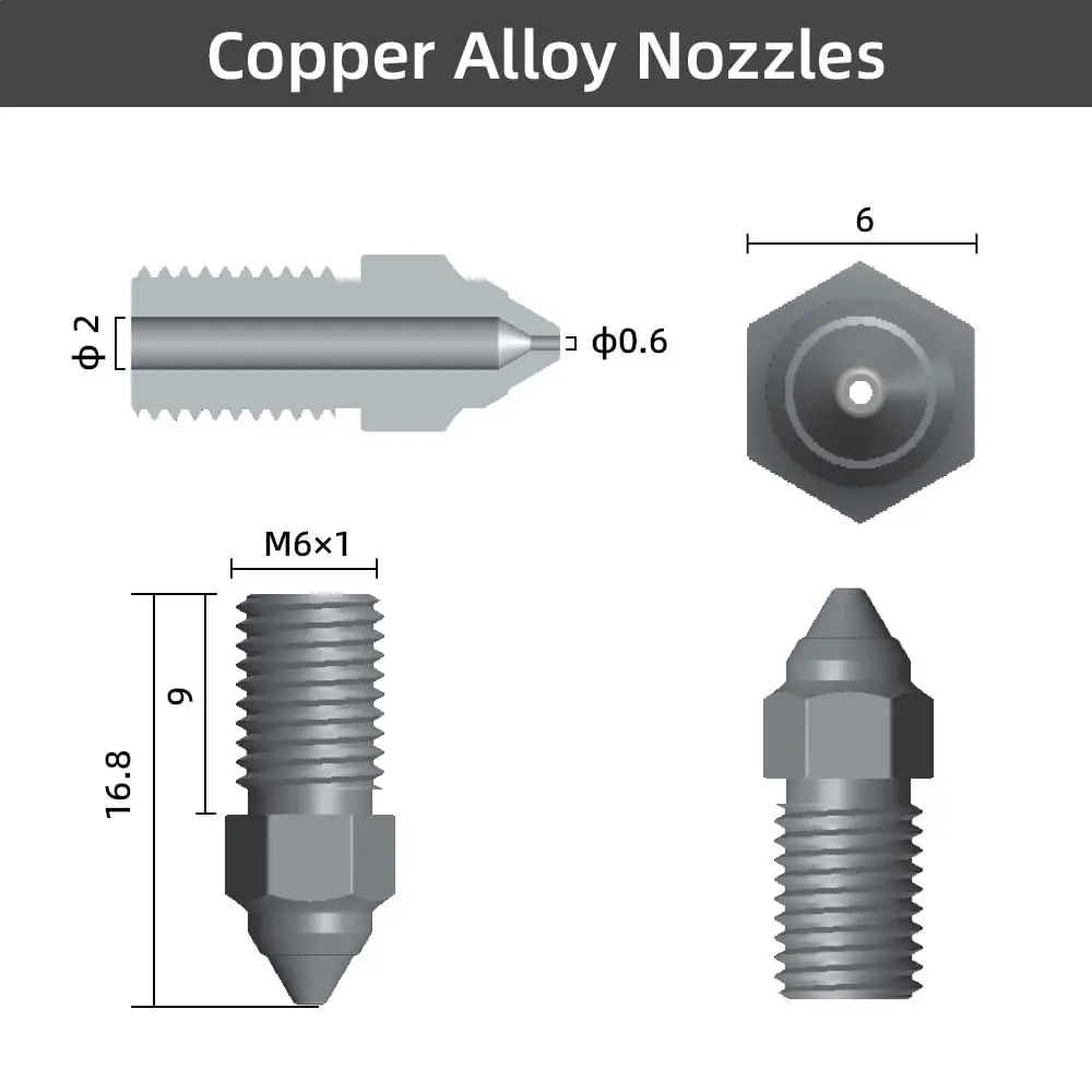 Lokkr 0.4mm & 0.6mm Nozzles for Spider Hotend, 3D Printer Accessories Extruder Nozzle (2-Pack) - view 3