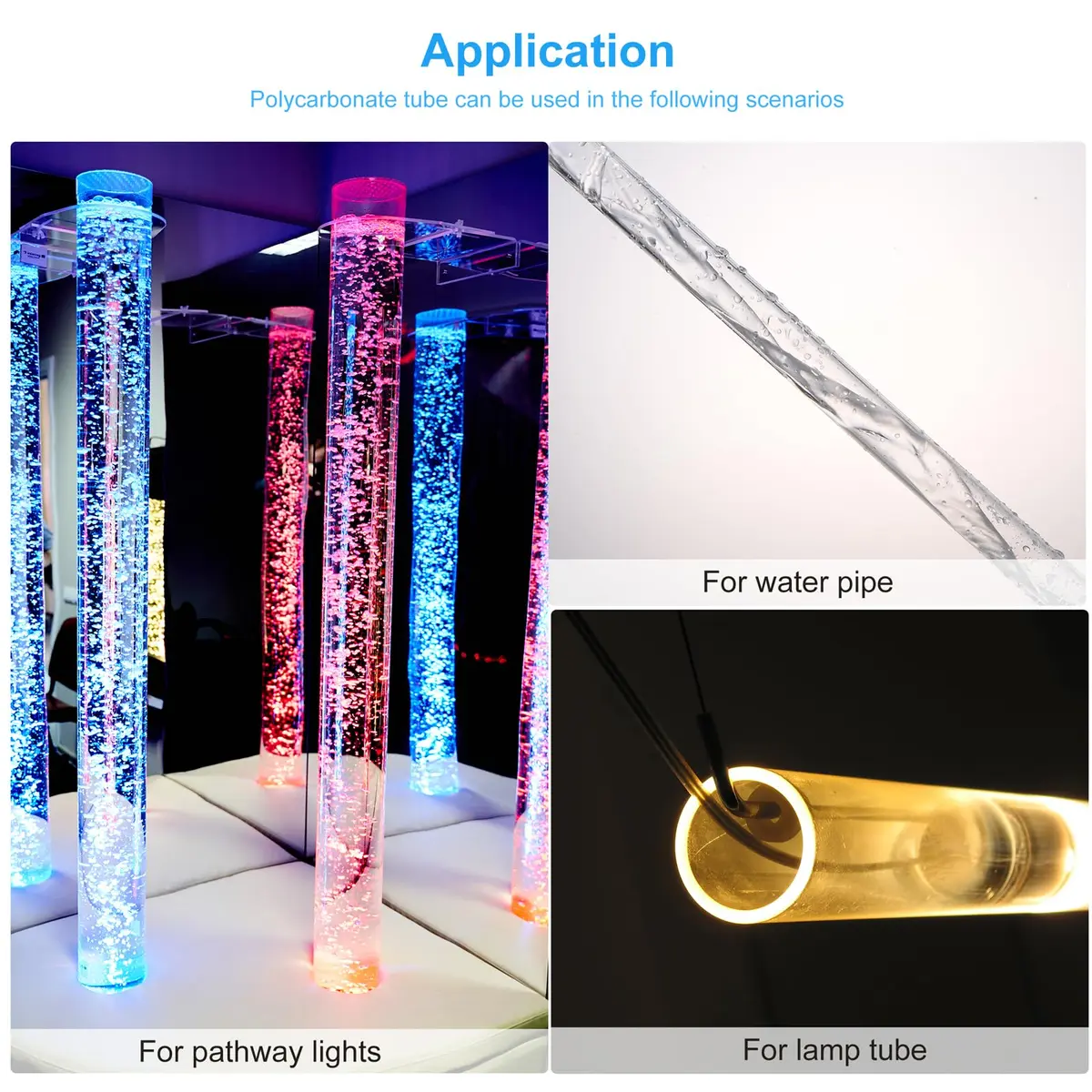 MECCANIXITY Plastic Pipe Rigid Polycarbonate Round Tube Clear 1.5" (37.6mm) ID 1.6" (40mm) OD 14" (350mm) High Impact for Lighting, Models, Water Plumbing - view 6