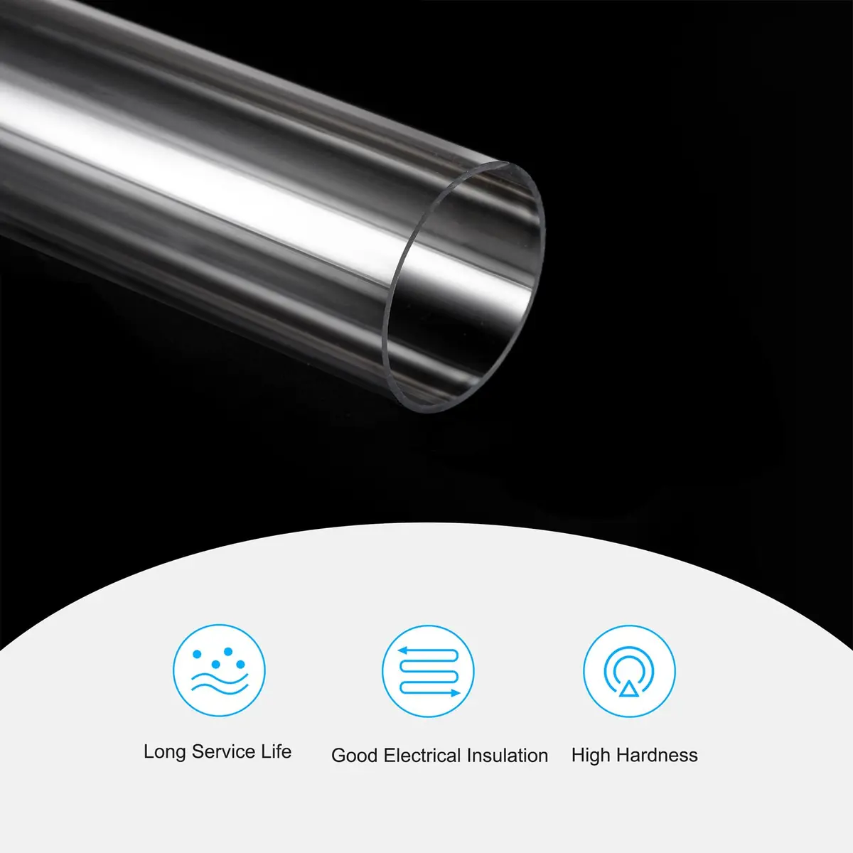MECCANIXITY Plastic Pipe Rigid Polycarbonate Round Tube Clear 1.5" (37.6mm) ID 1.6" (40mm) OD 14" (350mm) High Impact for Lighting, Models, Water Plumbing - view 3