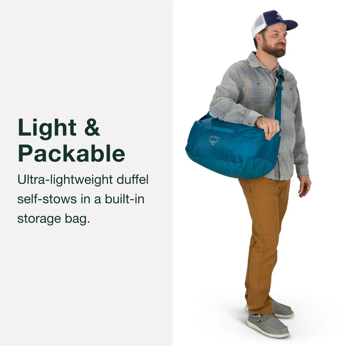 Osprey Ultralight Collapsible Stuff Duffel Waterfront Blue | Compact, Packable Travel Bag - view 3