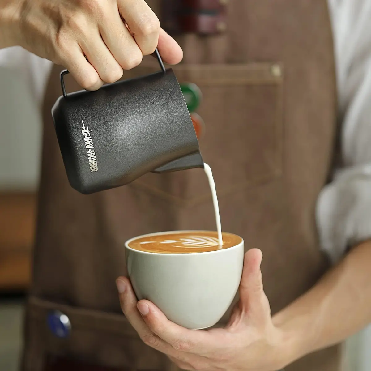 MHW-3BOMBER Turbo Milk Frothing Pitcher 450ml (15.2oz) Matte Black | Barista Latte Art Stainless Steel Jug - view 2