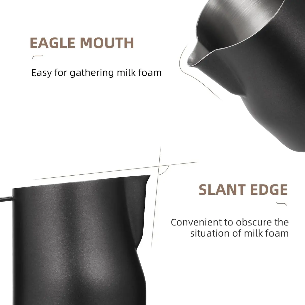 MHW-3BOMBER Turbo Milk Frothing Pitcher 450ml (15.2oz) Matte Black | Barista Latte Art Stainless Steel Jug - view 4