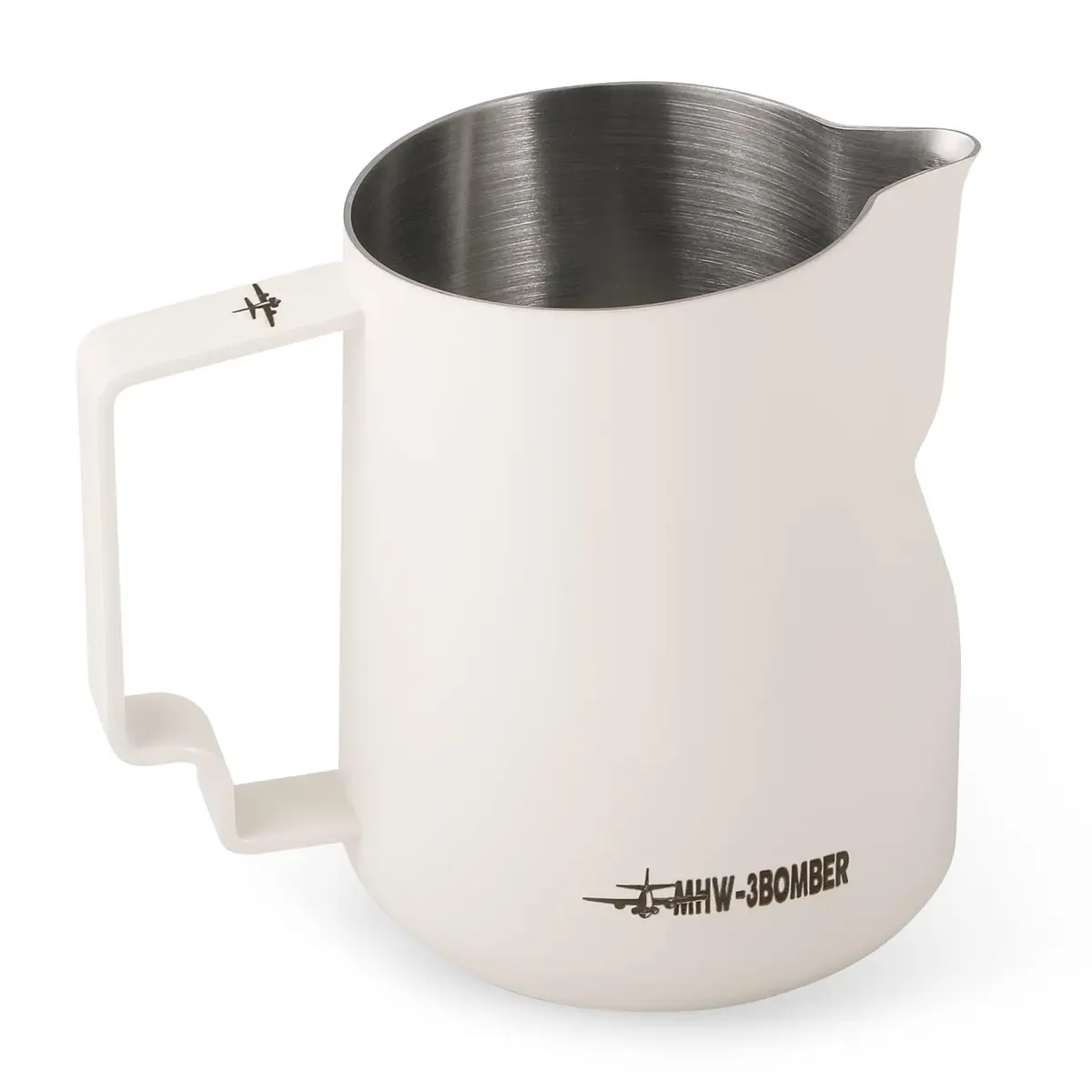 MHW-3BOMBER Milk Frothing Pitcher 450ml (15.2oz) Matte White | Turbo Design for Latte Art - main product image