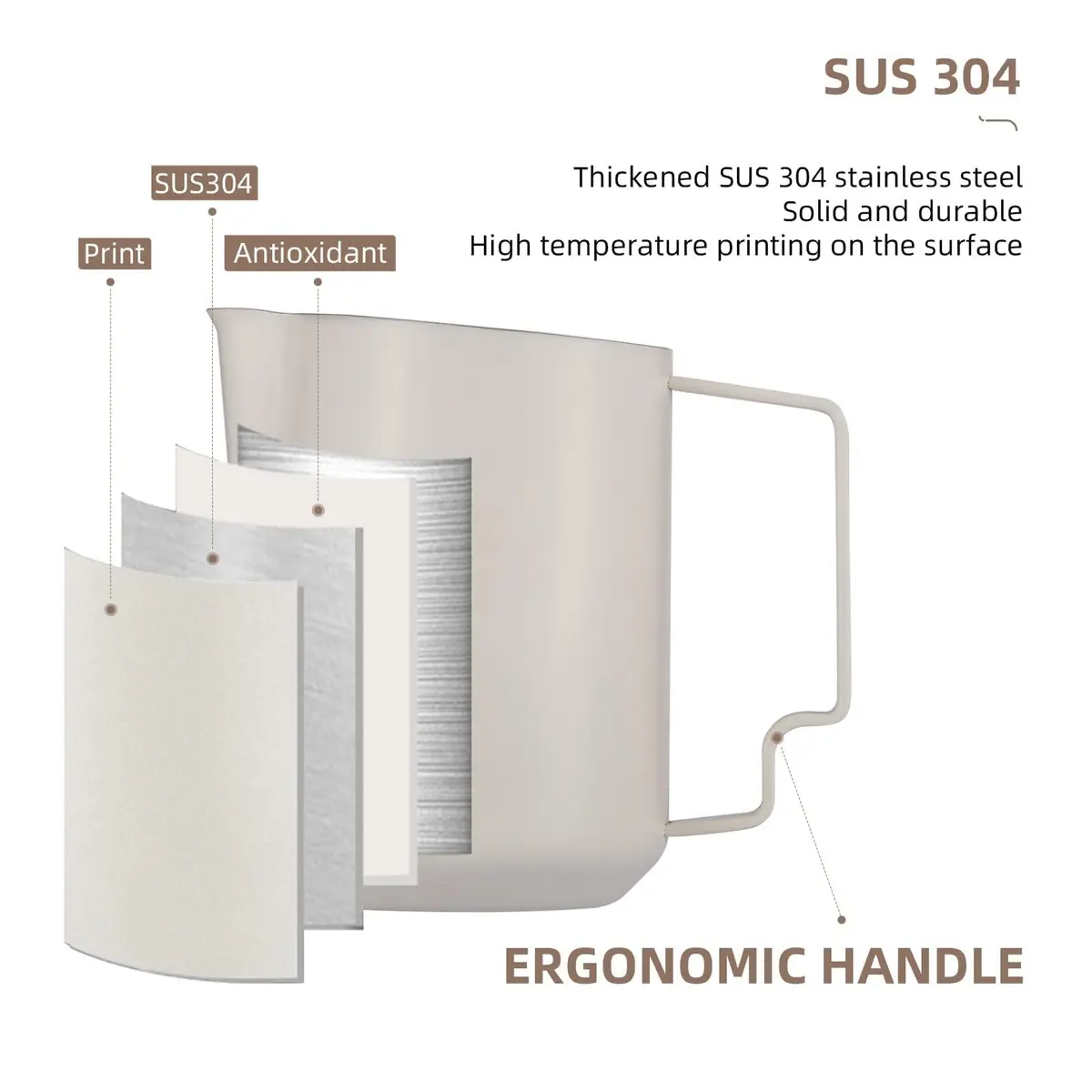 MHW-3BOMBER Milk Frothing Pitcher 450ml (15.2oz) Matte White | Turbo Design for Latte Art - view 7