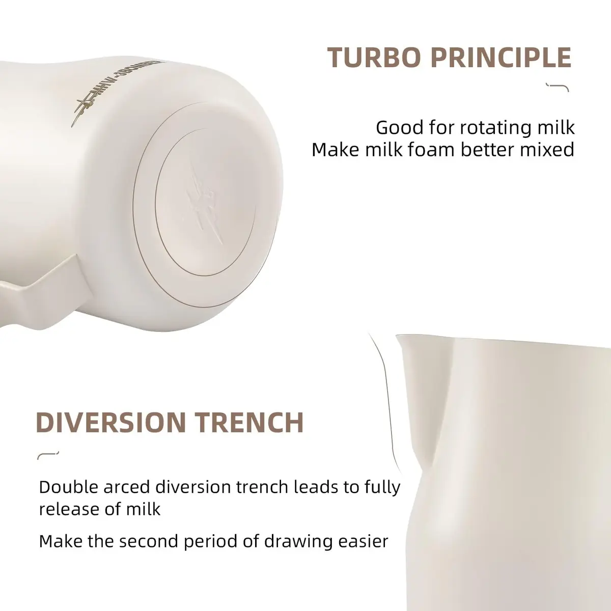 MHW-3BOMBER Milk Frothing Pitcher 450ml (15.2oz) Matte White | Turbo Design for Latte Art - view 4