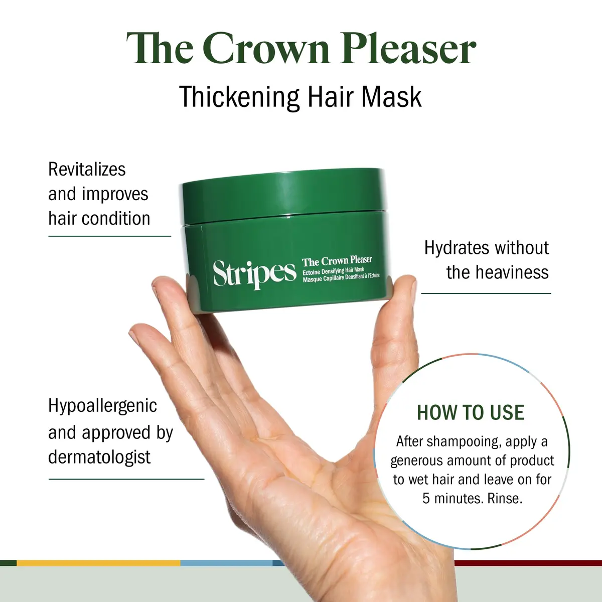 STRIPES The Crown Pleaser Hair Mask for Thinning Hair 6oz | Densifying, Moisturizing & Softening for Menopause - view 2